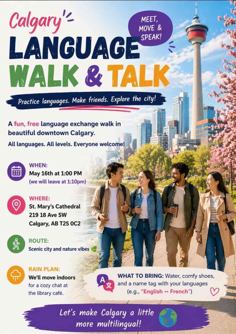 🌍 Language Exchange Walk & Talk &ndash; Downtown Calgary 🚶&zwj;♂️☕